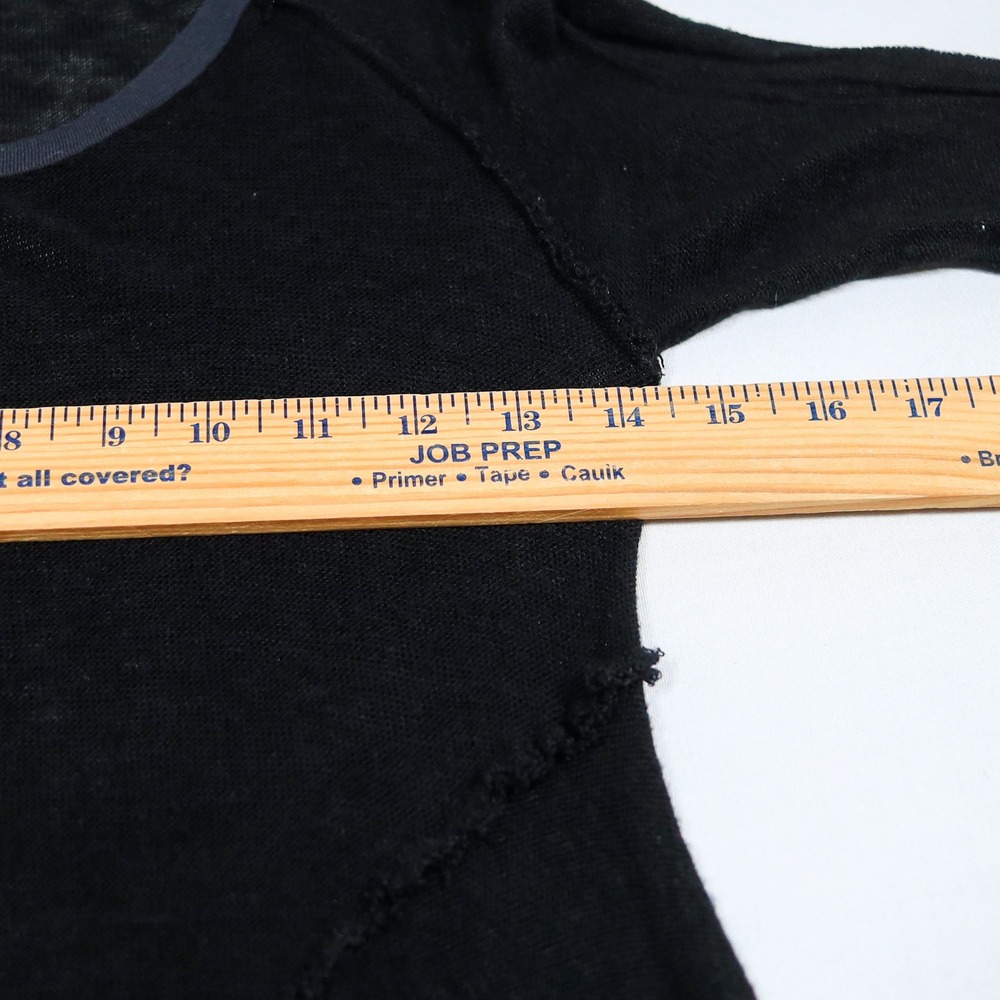 Intimately Free People Tunic Women S Black Sheer Whimsigoth Raw Seam 3/4 Sleeve - Picture 8 of 11